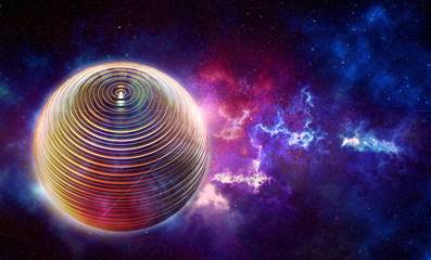 Poster - Artistic Abstract Ball In a Multicolored Smooth Galaxy Background