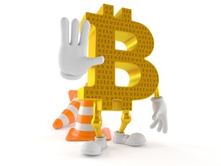 Sticker - Bitcoin character with stop gesture