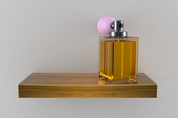 Sticker - Perfume bottle on wooden shelf