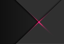 Abstract Pink Light Line Cross On Grey With Dark Blank Space Design Modern Futuristic Technology Background Vector Illustration.