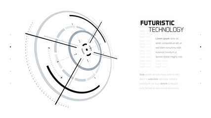 Wall Mural - 3D Futuristic Technology Minimalistic Website Template. Landing Page, Big Data, Virtual Reality, Artificial Intelligence, Hologram Screen, Science Fiction, Security System. Vector EPS 10 Illustration
