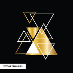 Aufkleber - vector background with gold, white geometric shape