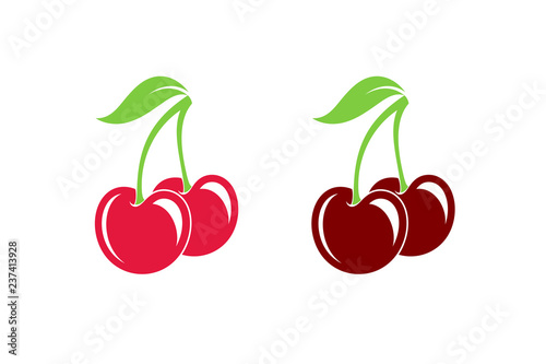Fotomural Cherry. Fresh berries on white background
