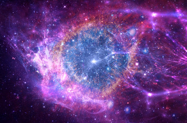 Poster - artistic abstract multicolored glowing galaxy shaped as an eye