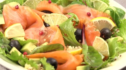 Canvas Print - salad with smoked salmon and avocado