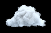 3d Rendering Of A White Bulky Cumulus Cloud On A Black Background.