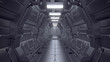 Science fiction interior scene - sci-fi corridor 3d illustrations