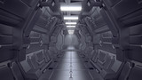 Fototapeta Do przedpokoju - Science fiction interior scene - sci-fi corridor 3d illustrations