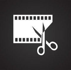 Poster - Video edit icon on black background for graphic and web design, Modern simple vector sign. Internet concept. Trendy symbol for website design web button or mobile app