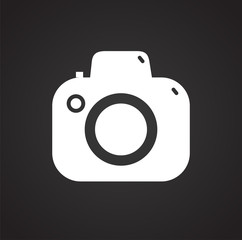 Poster - Digital camera icon on black background for graphic and web design, Modern simple vector sign. Internet concept. Trendy symbol for website design web button or mobile app