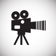 Poster - Video film camera icon on white background for graphic and web design, Modern simple vector sign. Internet concept. Trendy symbol for website design web button or mobile app