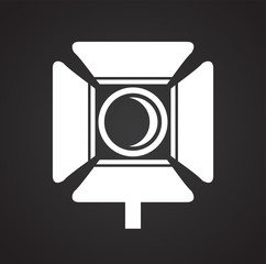 Poster - Studio video light icon on black background for graphic and web design, Modern simple vector sign. Internet concept. Trendy symbol for website design web button or mobile app