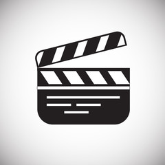 Poster - Movie clap board icon on white background for graphic and web design, Modern simple vector sign. Internet concept. Trendy symbol for website design web button or mobile app
