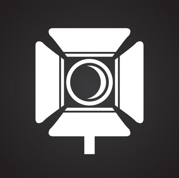 Studio video light icon on black background for graphic and web design, Modern simple vector sign. Internet concept. Trendy symbol for website design web button or mobile app