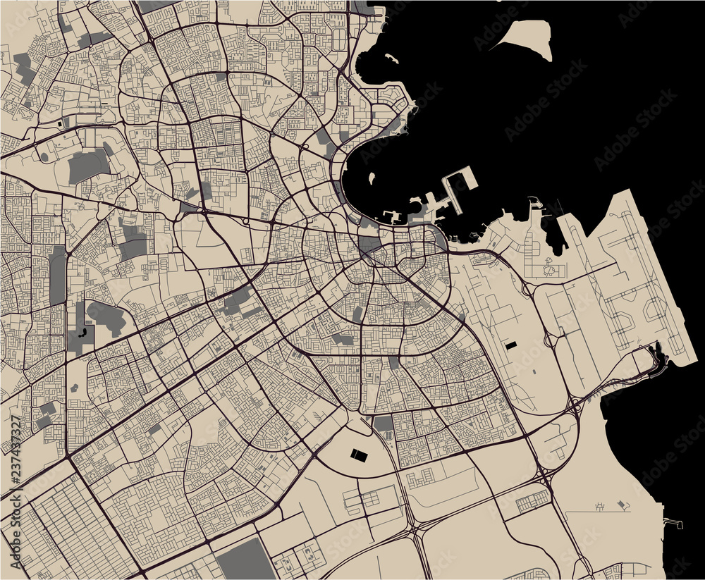 map of the city of Doha, Qatar Stock Vector | Adobe Stock