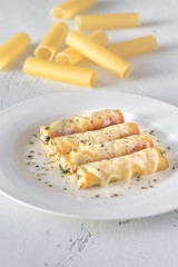 Canvas Print - Cannelloni pasta stuffed with ricotta