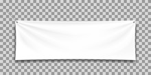 White Mock Up Textile Banner, Isolated.