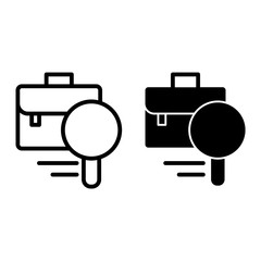 Poster - Search job line and glyph icon. Briefcase and magnifying glass vector illustration isolated on white. Portfolio and lens outline style design, designed for web and app. Eps 10.