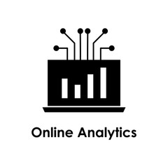 Poster - chart, laptop, online analytics icon. Element of business icon for mobile concept and web apps. Detailed chart, laptop, online analytics icon can be used for web and mobile