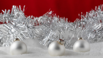 Christmas Decoration with Red Background, banner