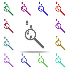 Poster - magnifier and traces icon. Elements of dedective in multi color style icons. Simple icon for websites, web design, mobile app, info graphics