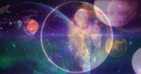 Wall Mural - science composition universe combined with animated planet