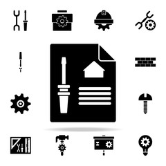 Poster - screwdriver on paper icon. Engineering icons universal set for web and mobile