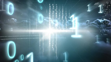 Poster - Digital animation of computer coding and technology binary code 4k