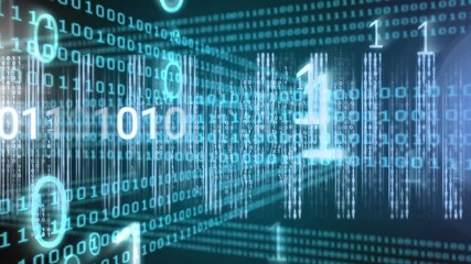Poster - Conceptual digital animation showing binary technology code 4k