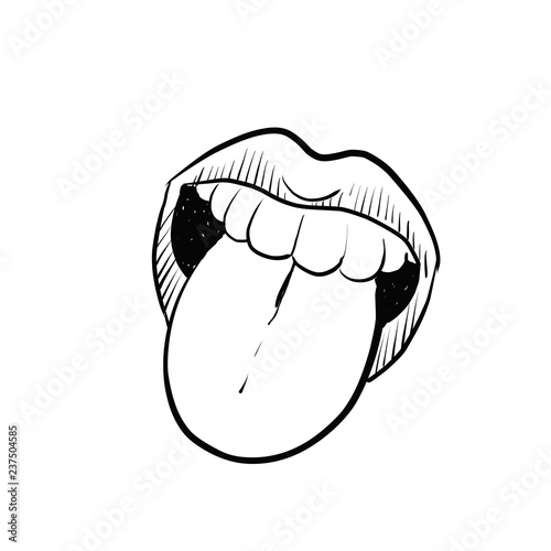 Open Mouth With Female Lips And Tongue Sticking Out Close Up Vector Icon Isolated On White Background Facial Expression Concept Cartoon Illustration Buy This Stock Vector And Explore Similar Vectors At Adobe High quality cartoon lips gifts and merchandise. open mouth with female lips and tongue