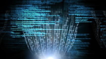 Poster - Digital animation of binary technology data 4k