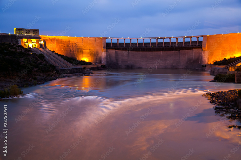 Gariep dam on the Orange River in South Africa, the largest dam in South Africa