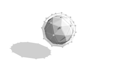 Poster - Cyberspace 3d rendering of a rotating sphere covered with a network plexus in the white background in seamless loop. It has a mesmerizing and psychedelic effect. It impresses with its graphics. 