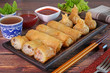 Spring rolls : Crispy deep fried spring rolls and wontons, famous Chinese appetizer.