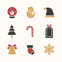 Wall Mural - Christmas holiday symbols vector set