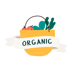Canvas Print - Natural fresh food badge vector
