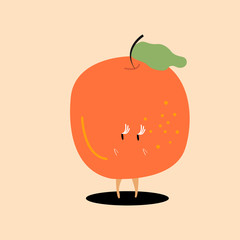 Sticker - Fresh orange cartoon character vector