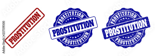 Fotografía PROSTITUTION grunge stamp seals in red and blue colors