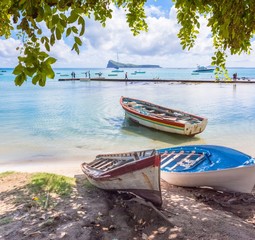 Barques de pêche à Cap Malheureux, Coin de Mire, Maurice 