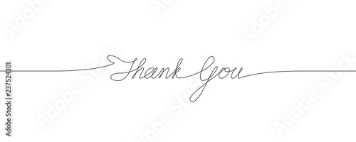 Cuadros en Lienzo Thank You handwritten inscription. One line drawing of phrase