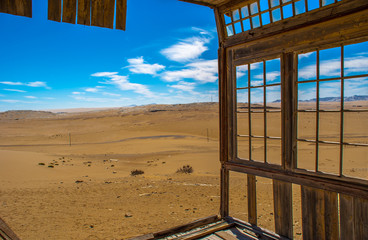 Kolmanskuppe, aslo known as Kolmanskop, a diamond mining ghost town on the Skeleton Coast of Namibia.