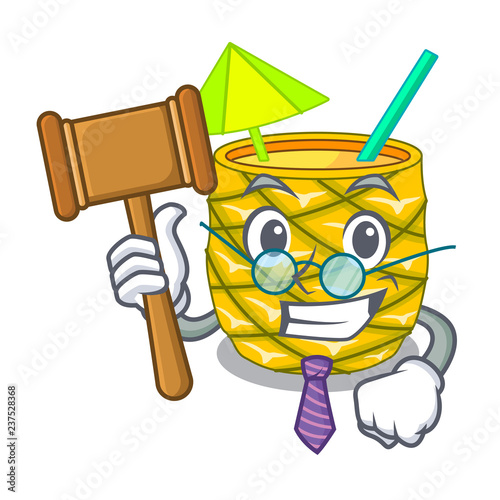 Foto Judge bottles pineapple juice on cartoon table