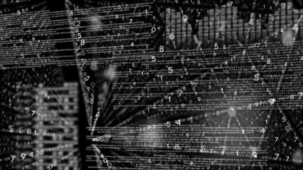 Poster - Digital animation of binary technology code 4k