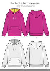 Poster - HOODY fashion flat technical drawing template