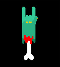 Zombie Rock Hand Isolated. Zombies Rock And Roll Fingers Sign. Flesh And Body 
