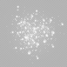 White Sparks And Golden Stars Glitter Special Light Effect. Vector Sparkles On Transparent Background. Christmas Abstract Pattern. Sparkling Magic Dust Particles