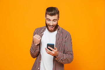 Sticker - Portrait of a cheerful young man wearing casual clothes