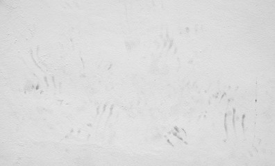 hand prints on white wall background