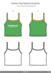 Wall Mural - TANK TOP Sleeveless fashion flat technical drawing template