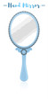 Blue vector illustration of a beauty utensil cosmetic hand mirror.